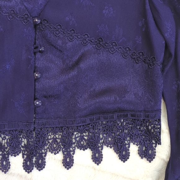 Vintage 80s K Studio Royal Purple Blouse/Jacket - Picture 5 of 17